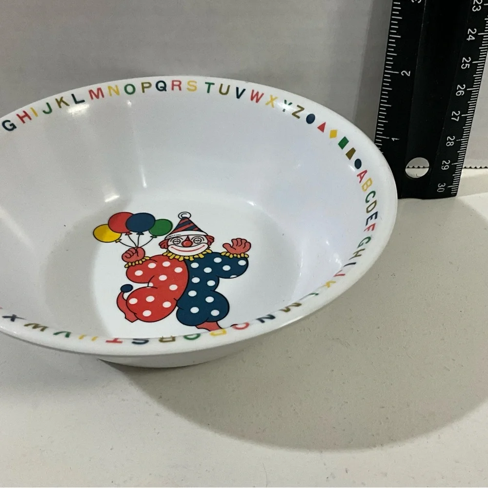 Vintage Melamine Ware Child’s Bowl with Clown and ABC’s Taiwan B2